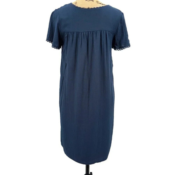 Mod Cloth‎ Dress Women Small S Blue Floral Embroidery Short Sleeve Pullover - Picture 2 of 9
